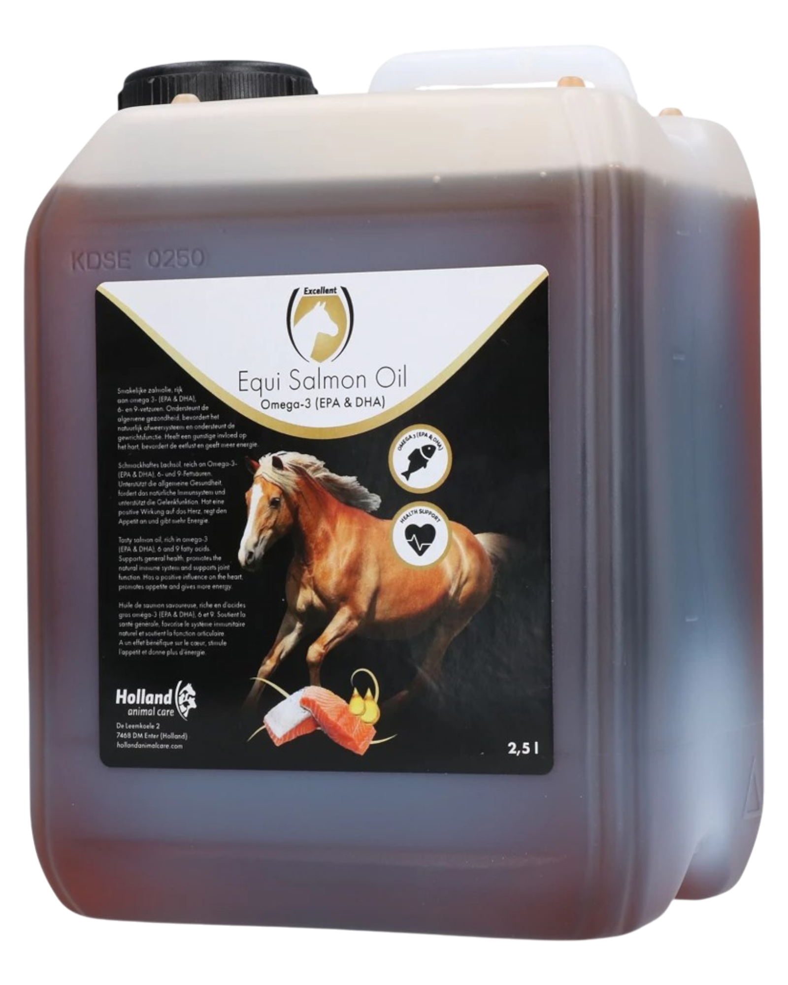 Excellent Horse Salmon Oil 1L – complementary feed for horses – contains natural Omega-3 fatty acids