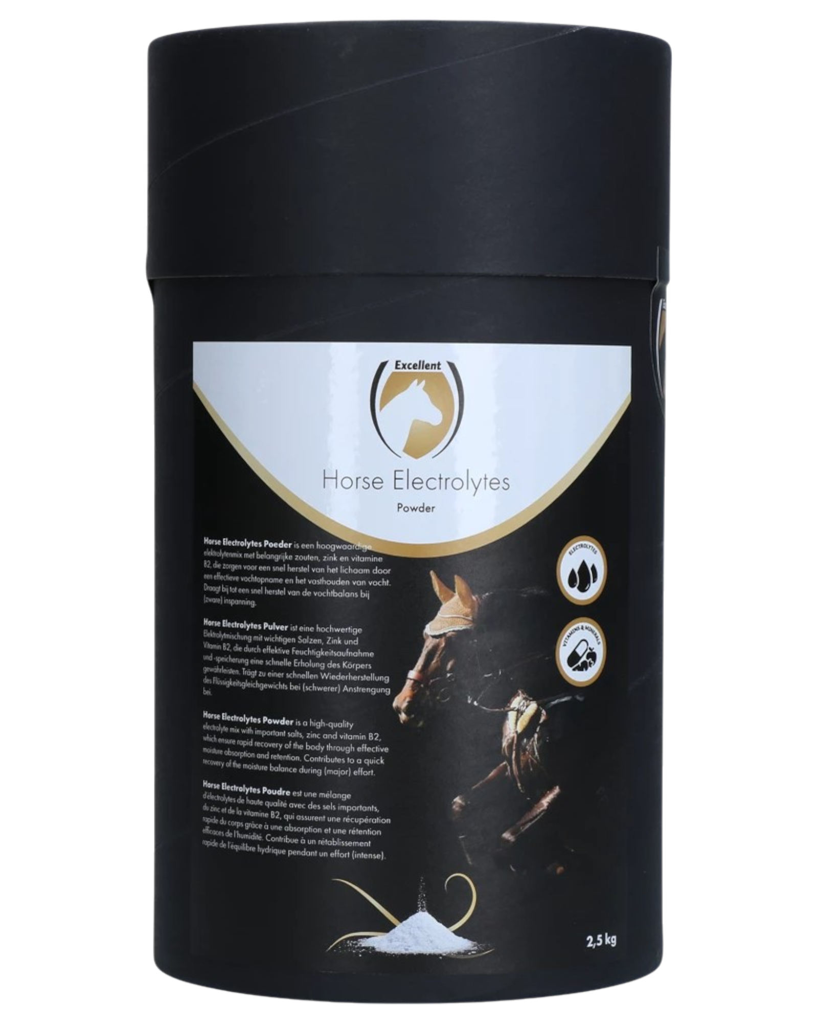 Excellent Horse Electrolytes Powder 1 kg to compensate for electrolyte losses and rehydration in the case of intense sweating of the horse