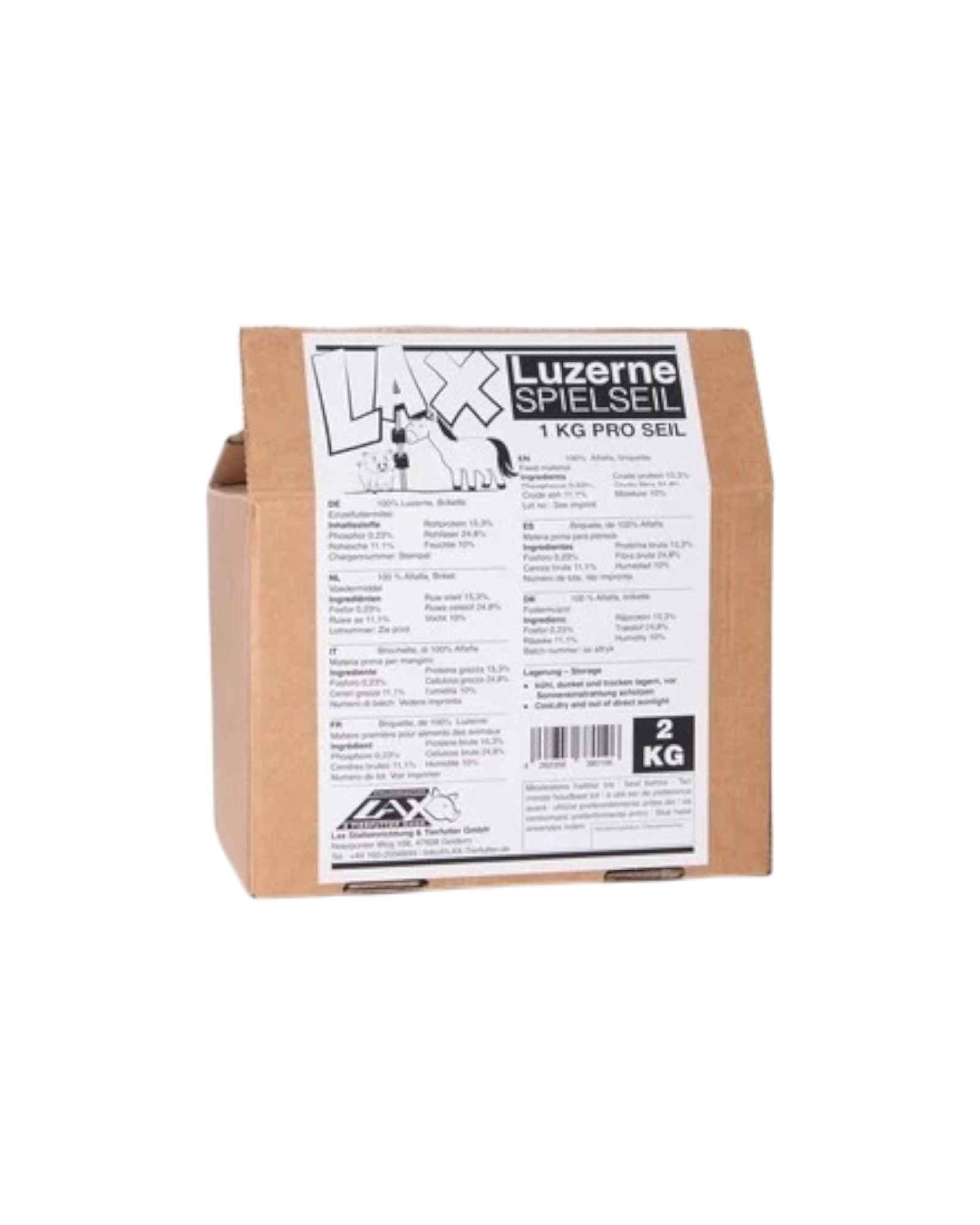 Lax Lucerne on Rope 2kg – Lucerne cubes on a rope for horses, a healthy snack