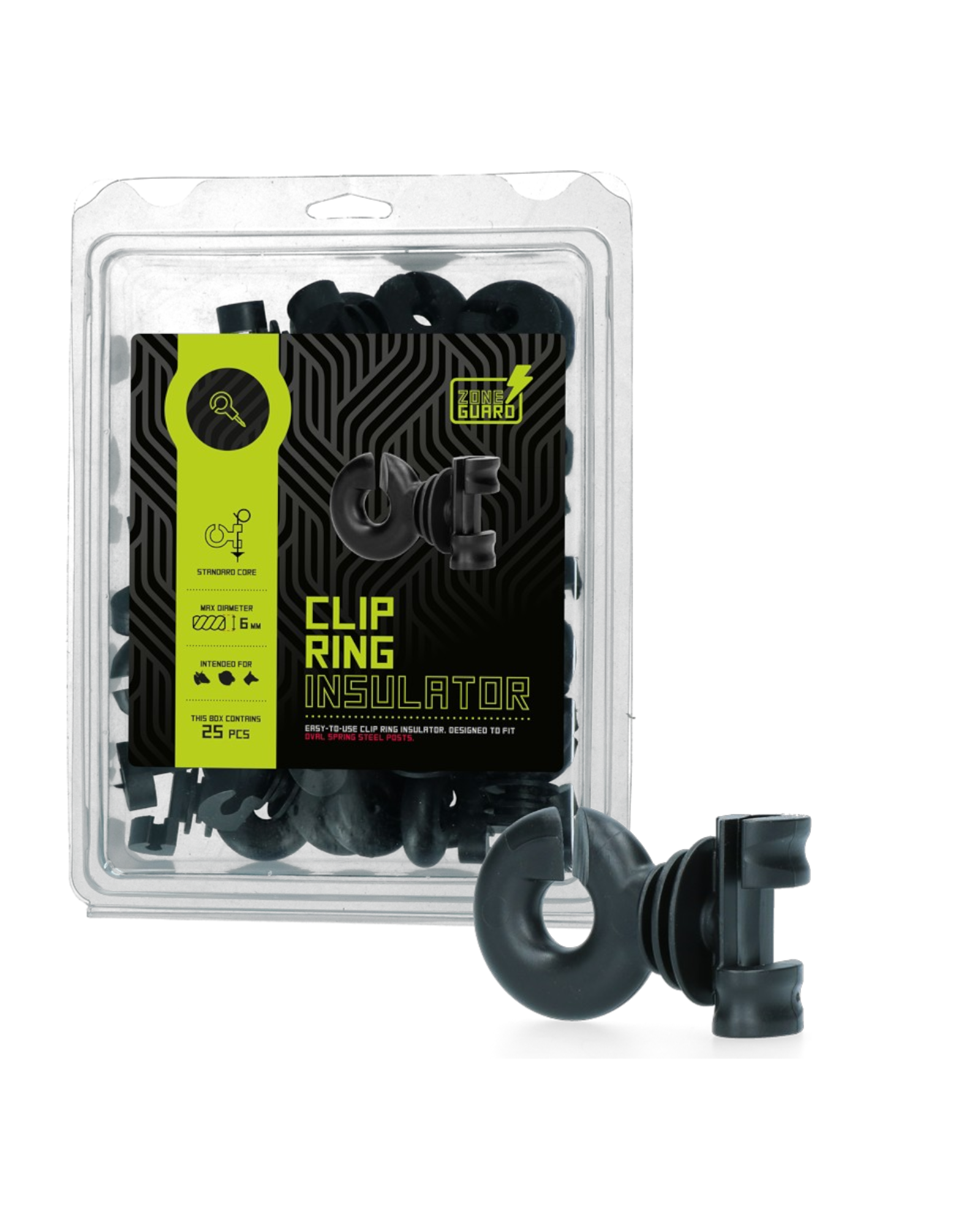 ZoneGuard Clip Ring Insulator – Izolator zatrzaskowy do słupków sprężynowych (25 szt.)