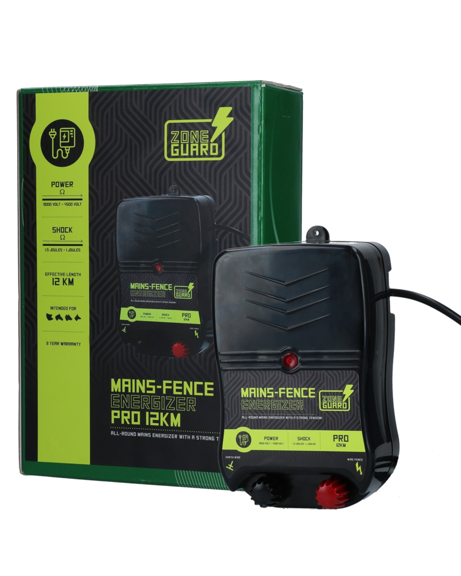 ZoneGuard Energizer Pro 12 km – Elektryzator sieciowy do ogrodzeń elektrycznych