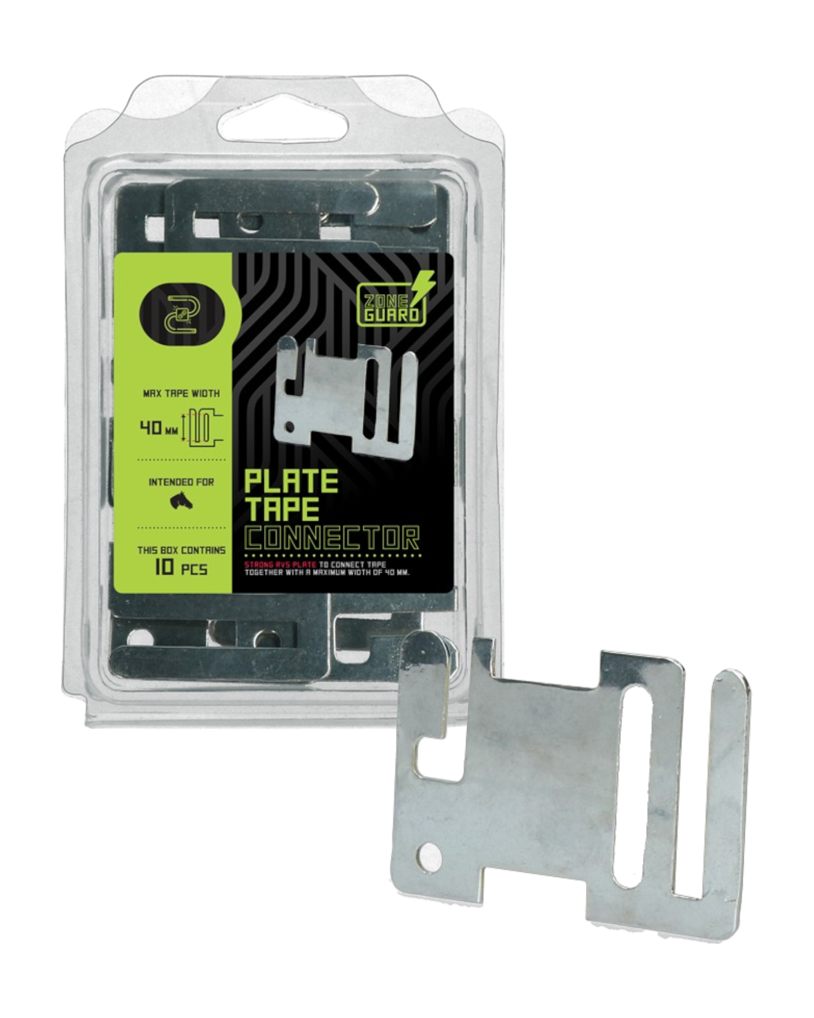 ZoneGuard Tape Connector Start/Eindplaat – RVS Plaat voor 40mm Tape