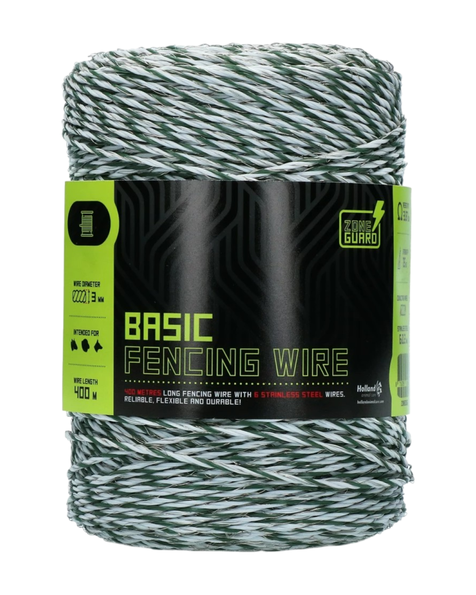ZoneGuard Drut ogrodzeniowy BASIC 3 mm 400 m – przewód elektryczny do ogrodzeń