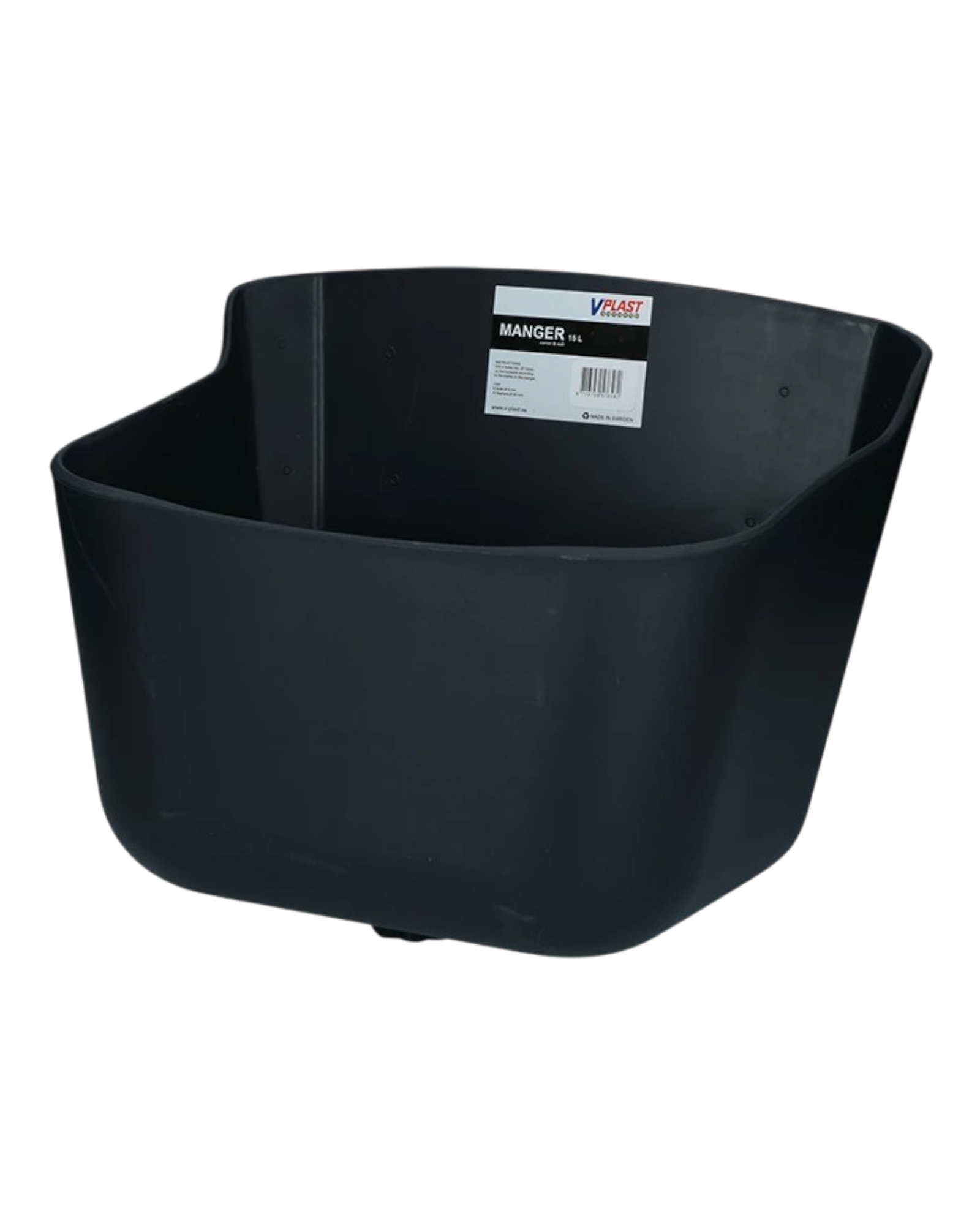 Vplast Feed Trough with Stopper 15 l – Plastic, Black