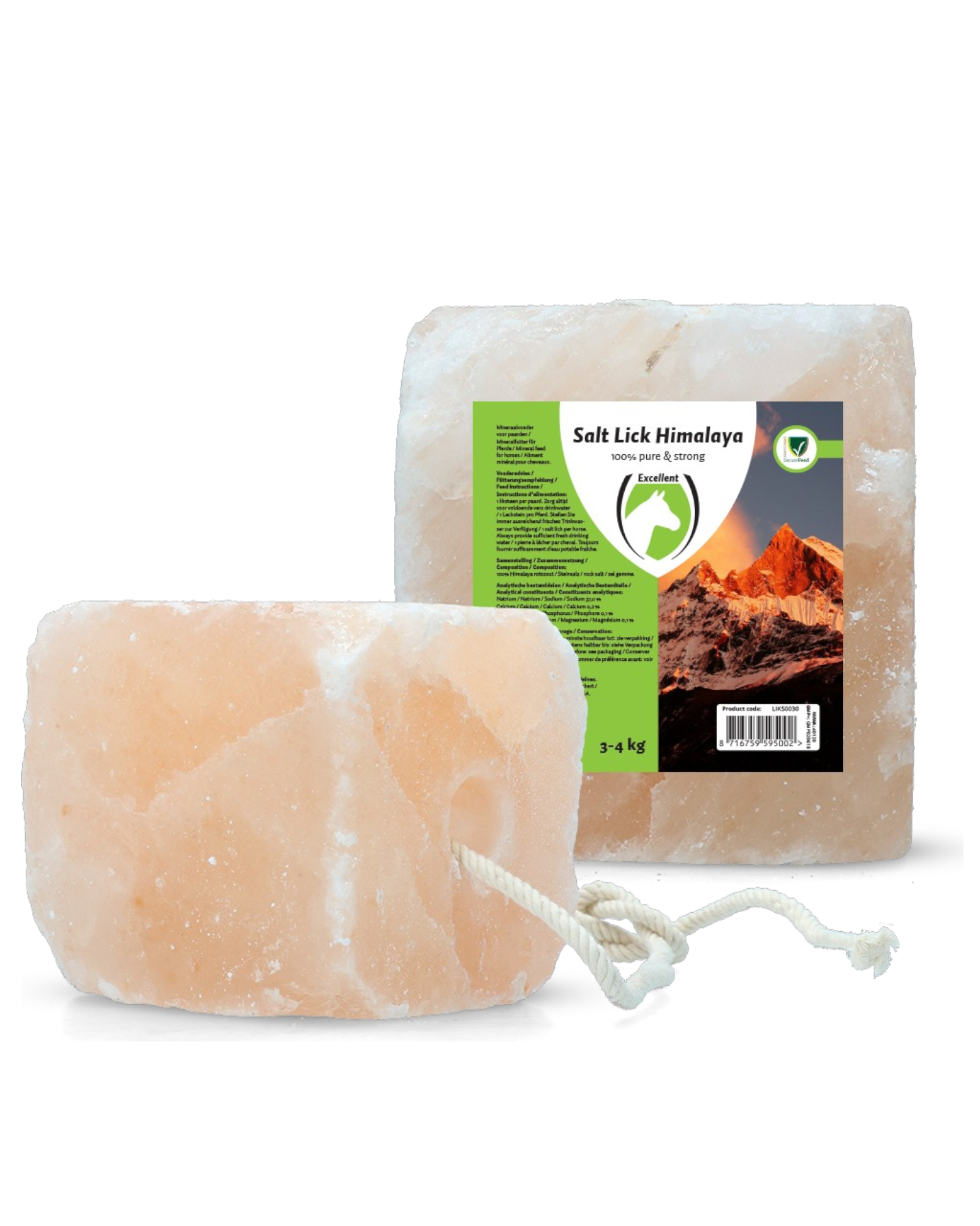 Excellent Horse Salt Lick Himalaya 3–4kg – Lizawka z soli himalajskiej z liną