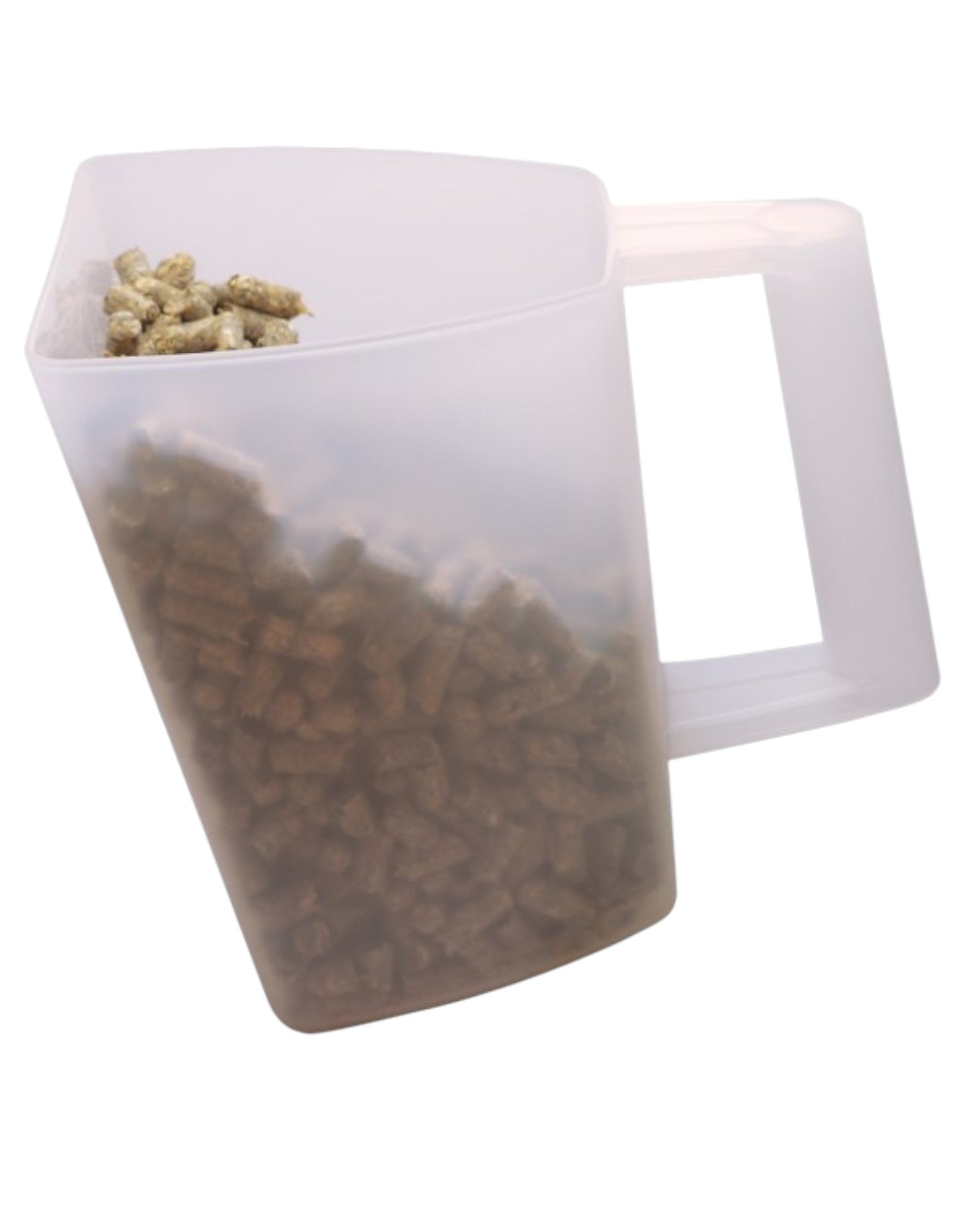 Transparent feed measuring cup with scale for horse