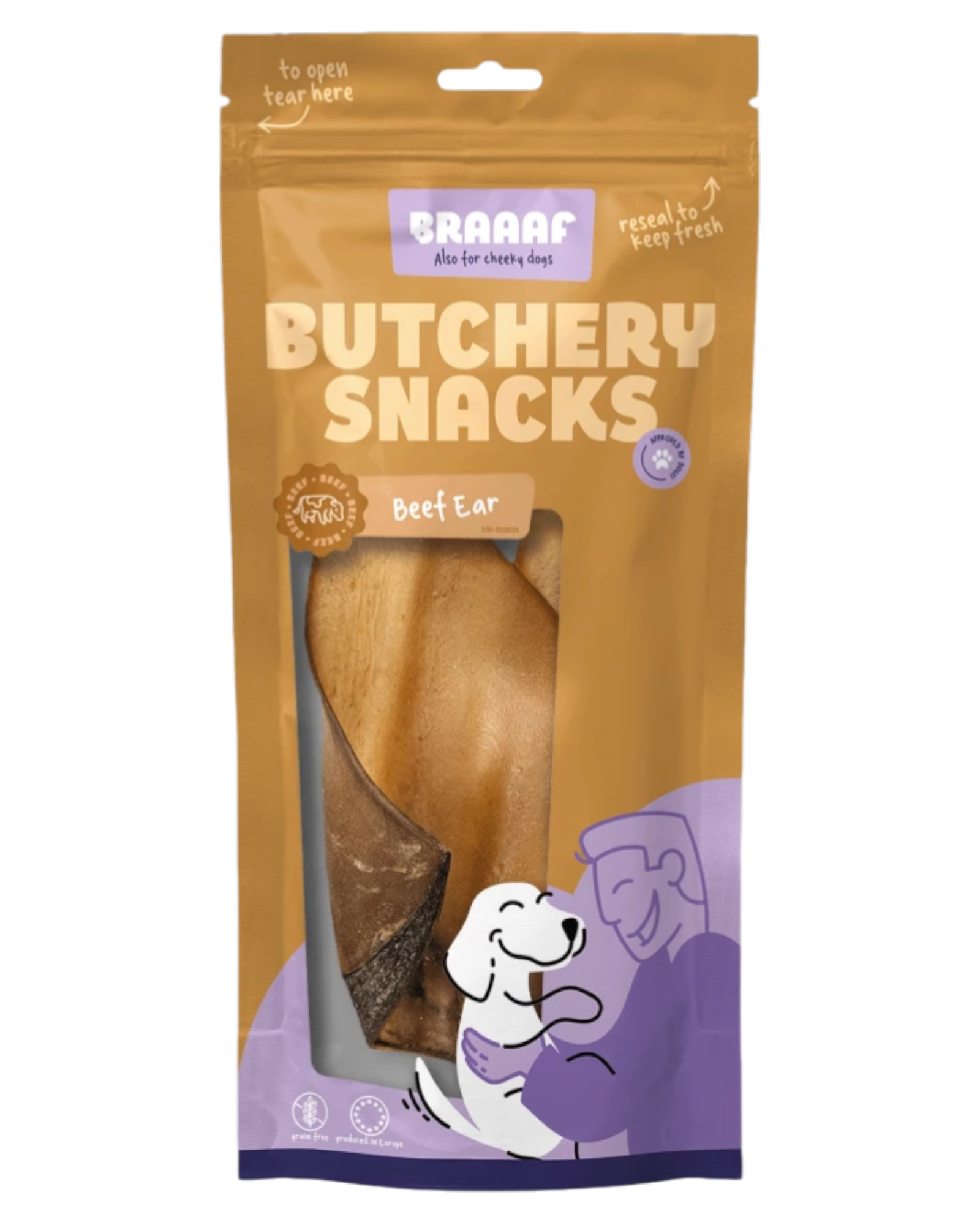 Braaaf Butchery Snacks – Rinderohren 2 Stück.