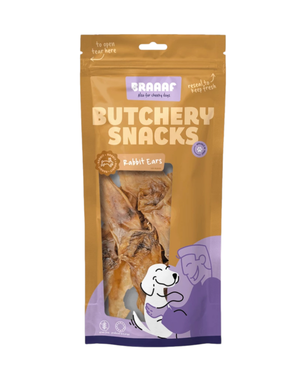 Braaaf Butchery Snacks – uszy królika 80 g