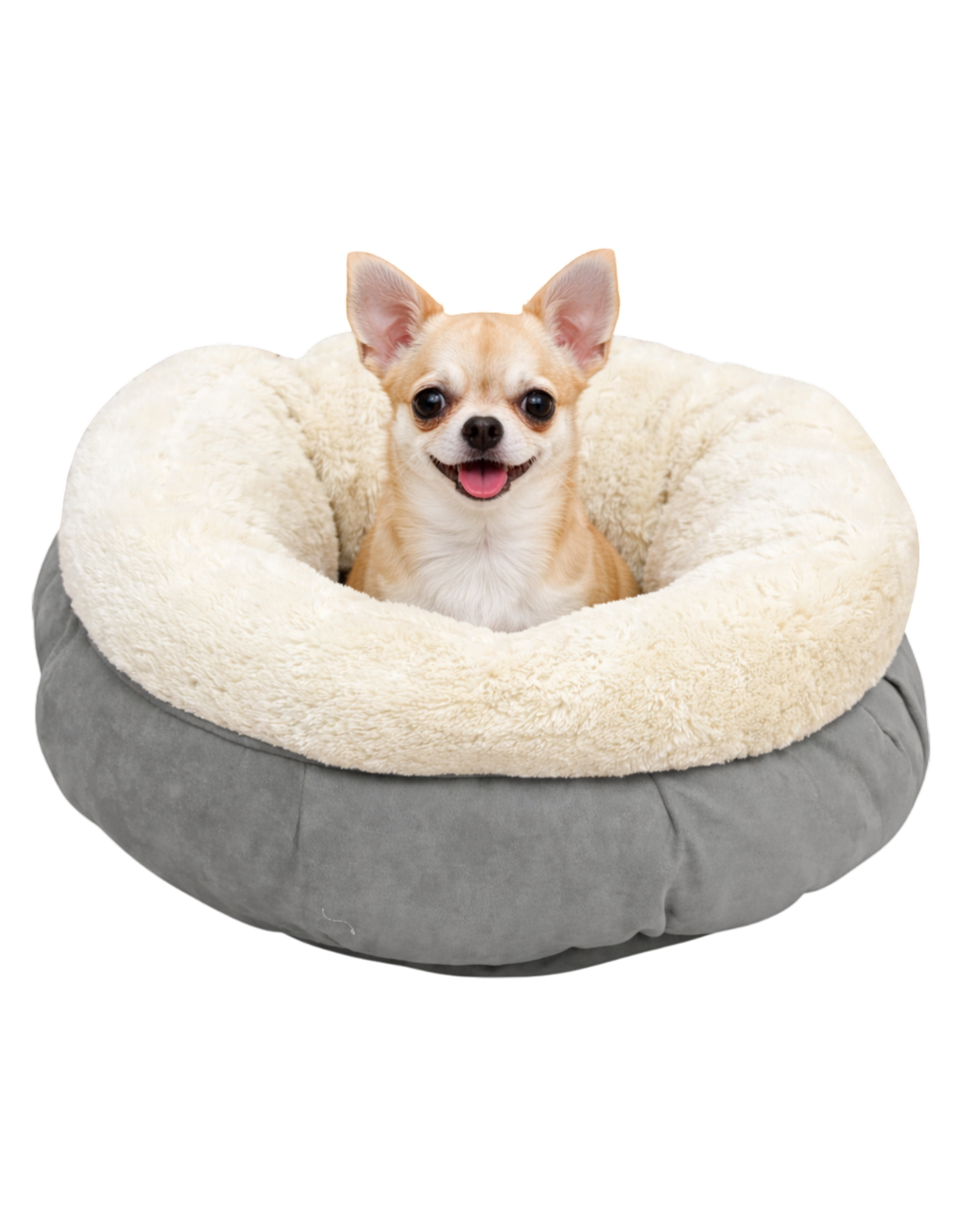 AFP Lammwoll-Donut-Bett – gemütliches Bett für Hunde und Katzen, grau