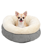 AFP Lammwoll-Donut-Bett – gemütliches Bett für Hunde und Katzen, grau