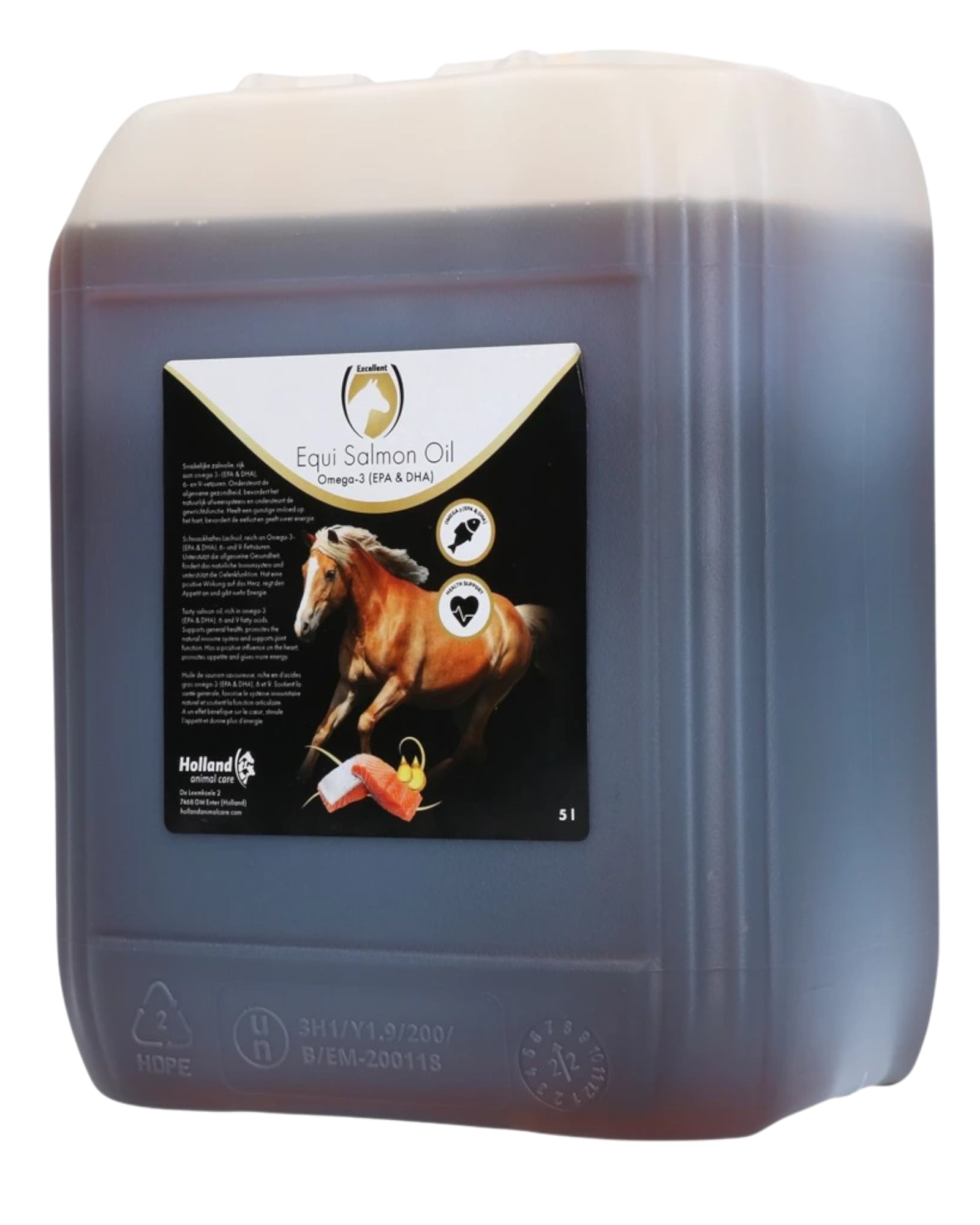 Excellent Horse Zalmolie 1 l - aanvullend diervoeder voor paarden - natuurlijke Omega-3-zuren