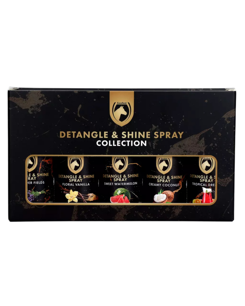 Excellent Horse Detangle & Shine Spray – zestaw upominkowy do grzywy i ogona 5 × 50 ml