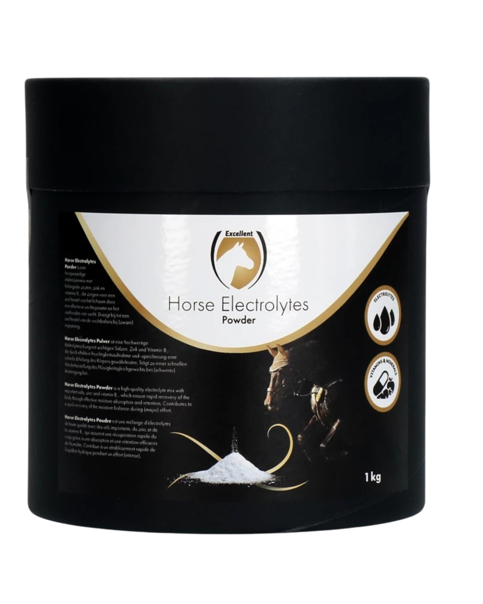 Excellent Horse Electrolytes Powder 1 kg to compensate for electrolyte losses and rehydration in the case of intense sweating of the horse