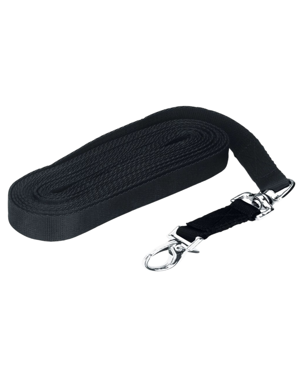Black lux lunge line with a swivel snap hook 7.5 m for lunging a horse