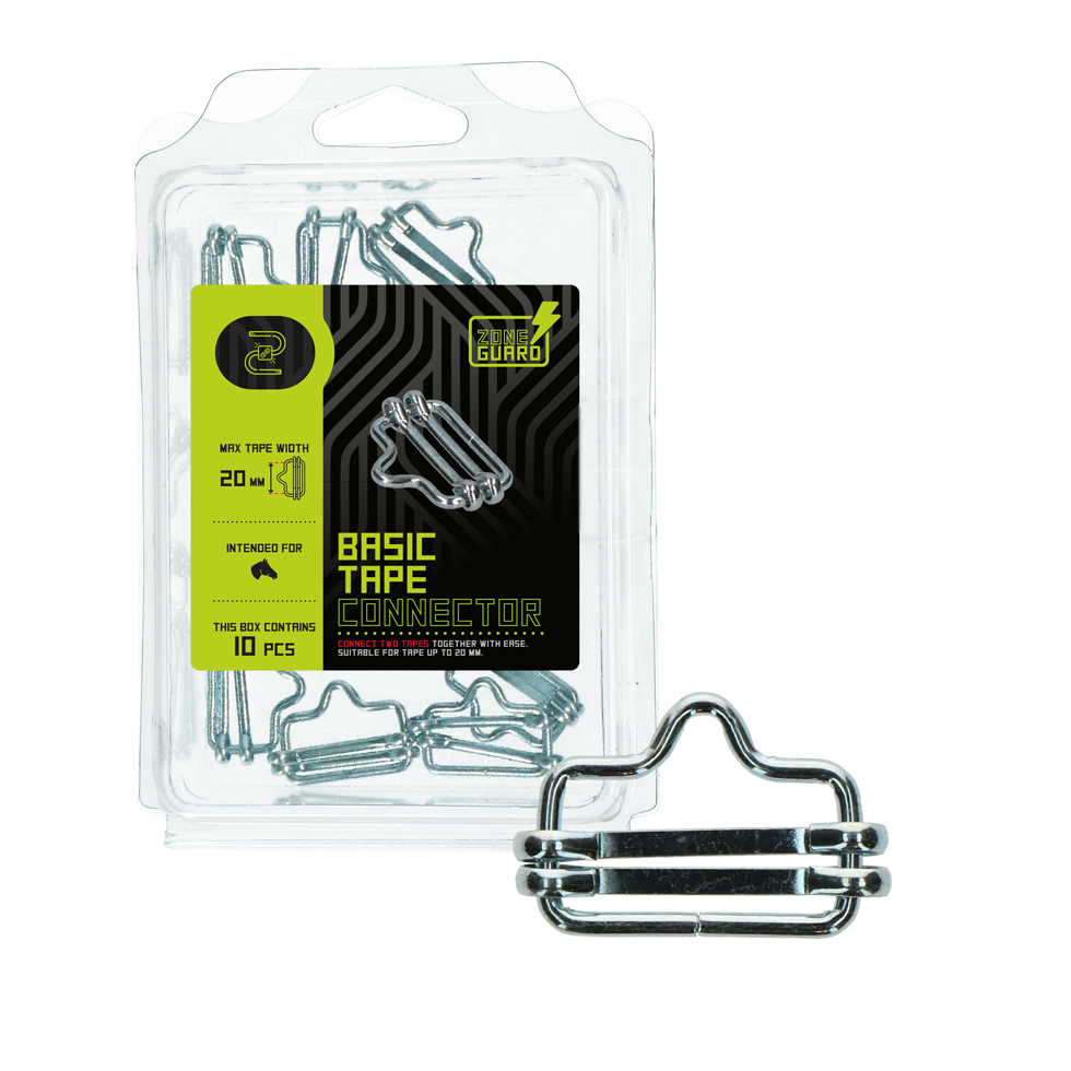 ZoneGuard Basic Tape Connector 20mm – Łącznik taśmy ogrodzeniowej (10 szt.)