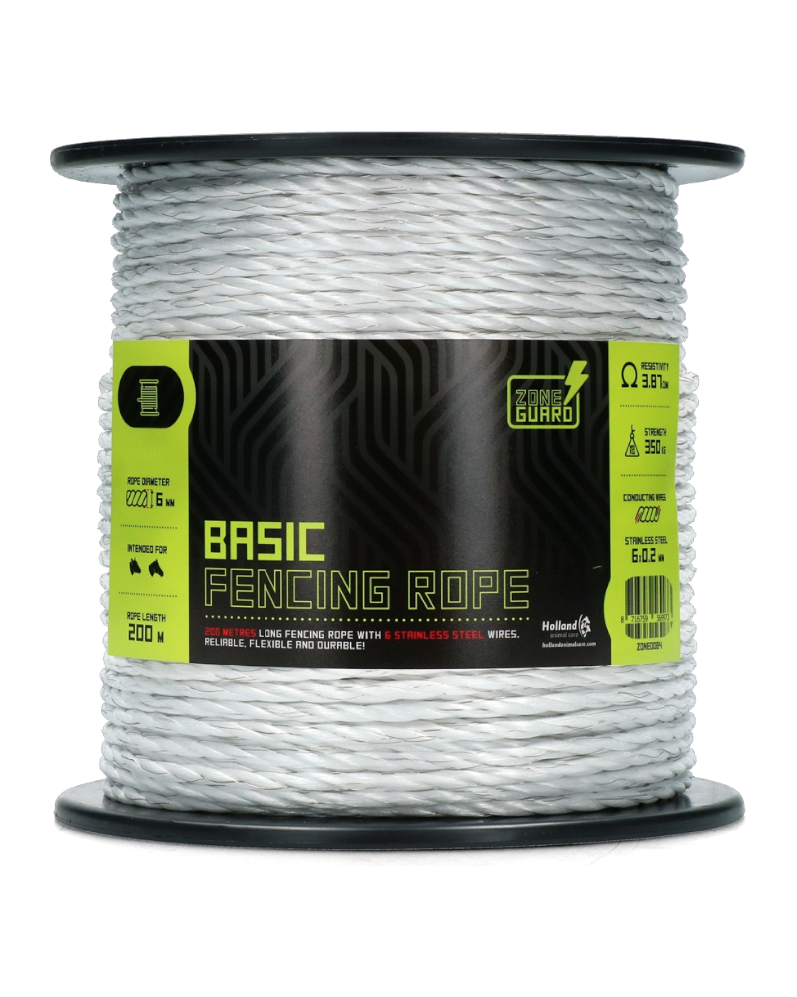 ZoneGuard Basic Fencing Rope 6 mm White 200 m – Lina ogrodzeniowa dla koni i bydła