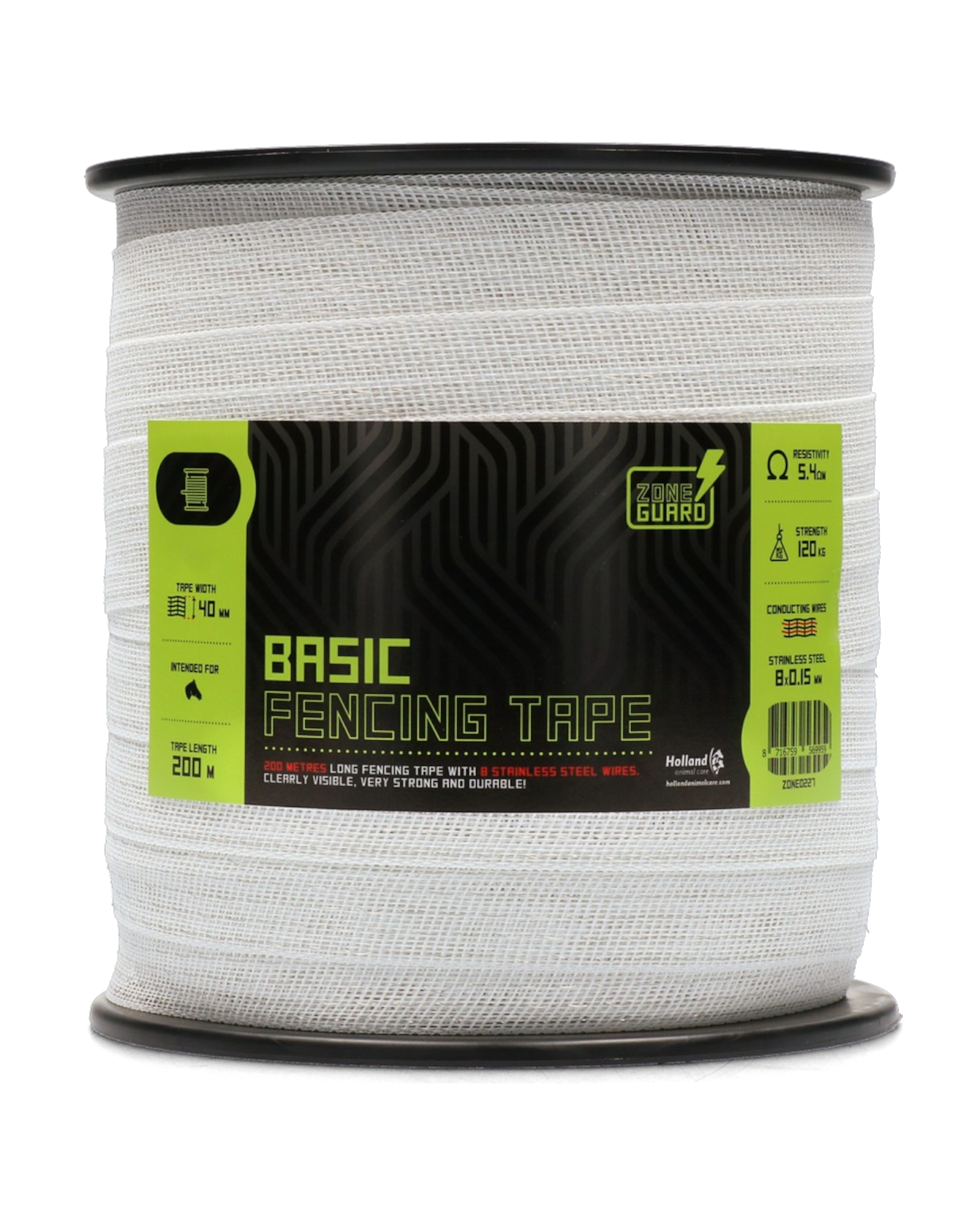 ZoneGuard Taśma ogrodzeniowa Basic 40 mm biała 200 m – trwała taśma do ogrodzeń elektrycznych
