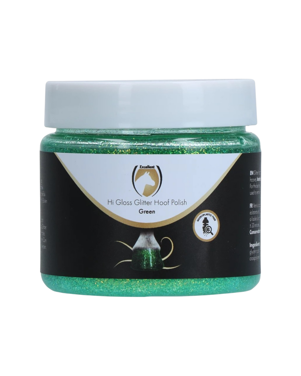 Excellent Horse Hi Gloss Glitter Hoof Polish Green 150ml – Zielony lakier z brokatem do kopyt