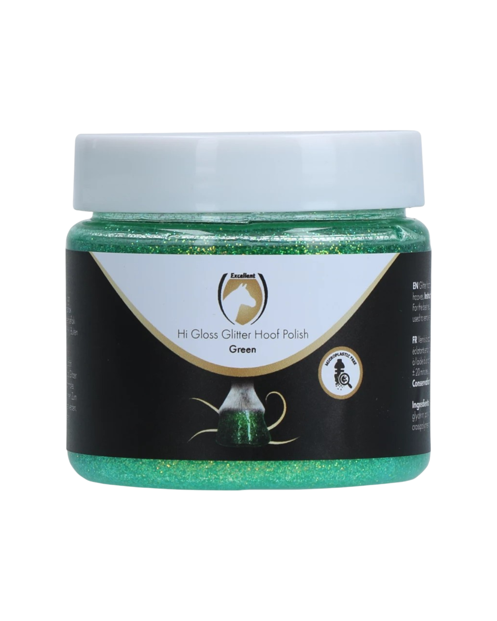 Excellent Horse Hi Gloss Glitter Hoof Polish Green 150ml – Zielony lakier z brokatem do kopyt