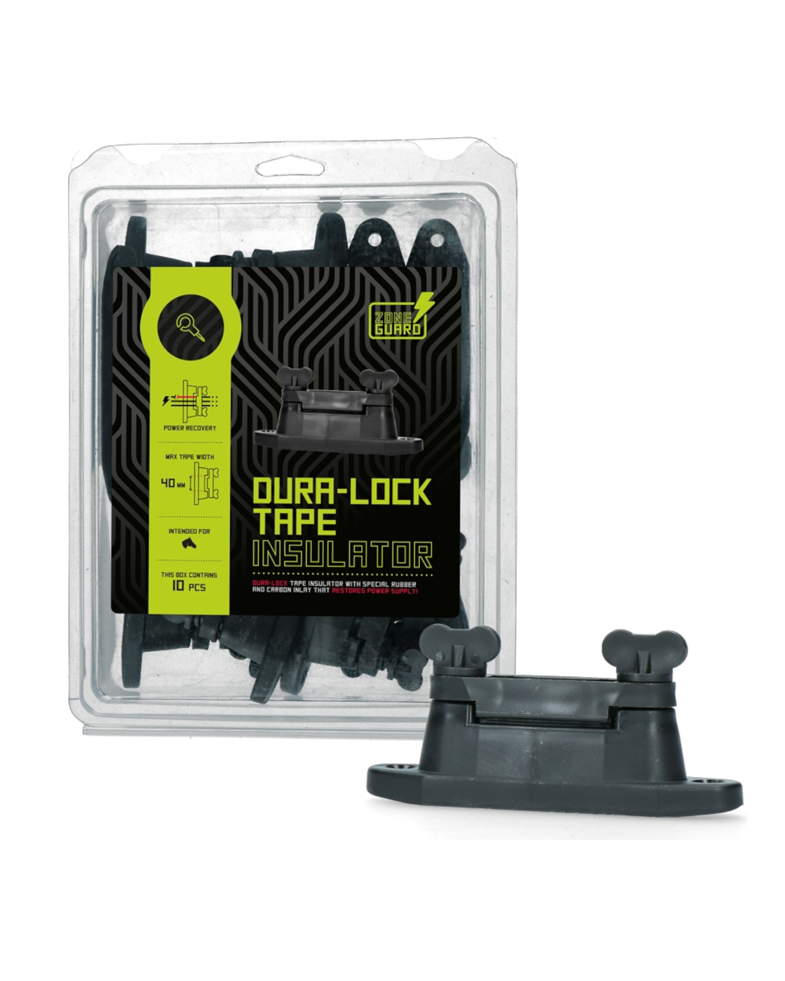 ZoneGuard Dura-Lock Tape Insulator 40mm – Izolator do taśmy ogrodzeniowej (10 szt.)