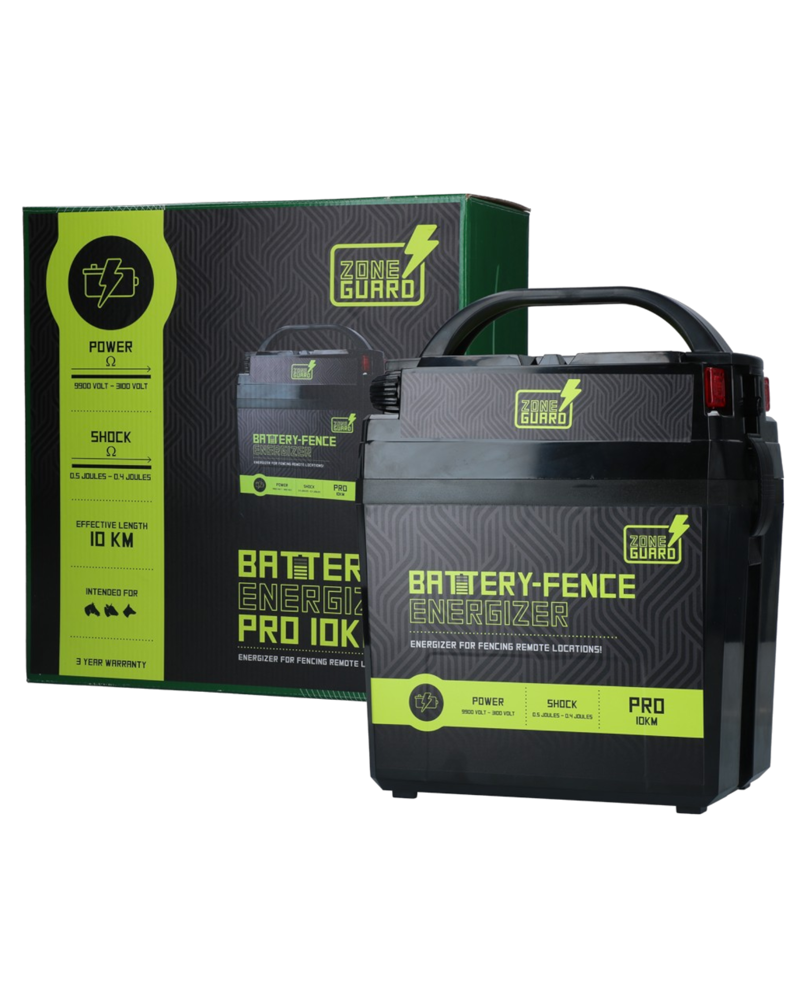 ZoneGuard Battery Energizer Pro 10 km – Elektryzator bateryjny do ogrodzeń