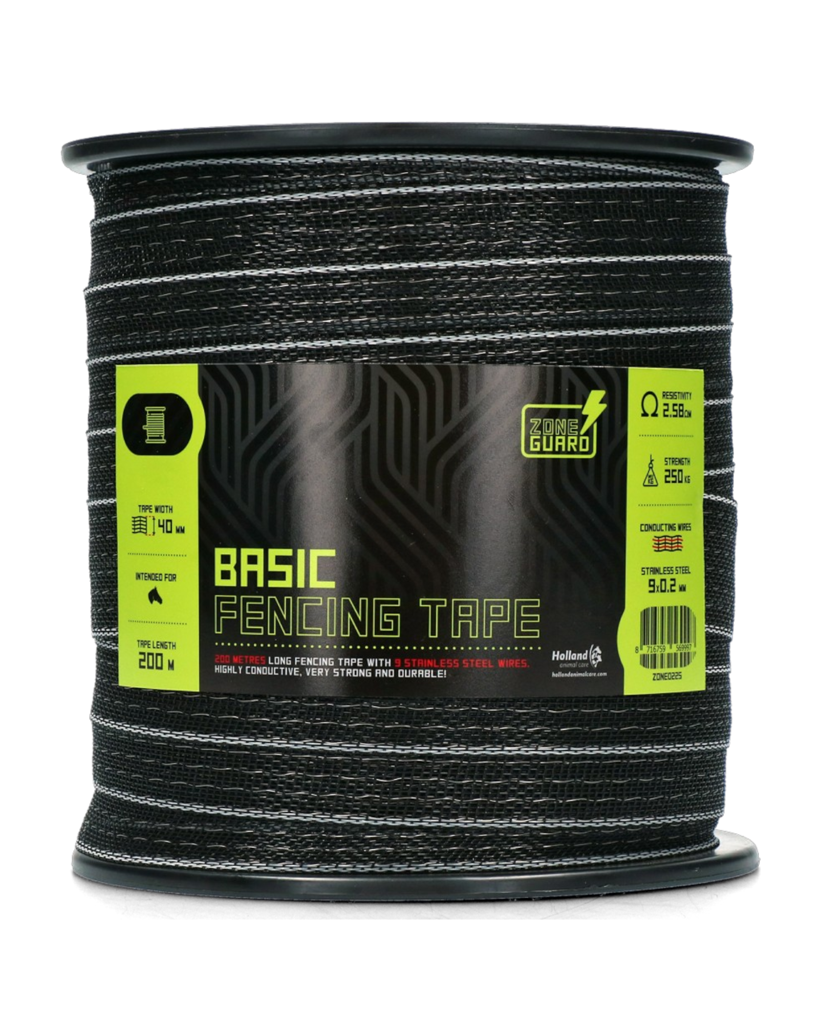 ZoneGuard Basic Fencing Tape 40mm Black 200m – Taśma ogrodzeniowa dla koni