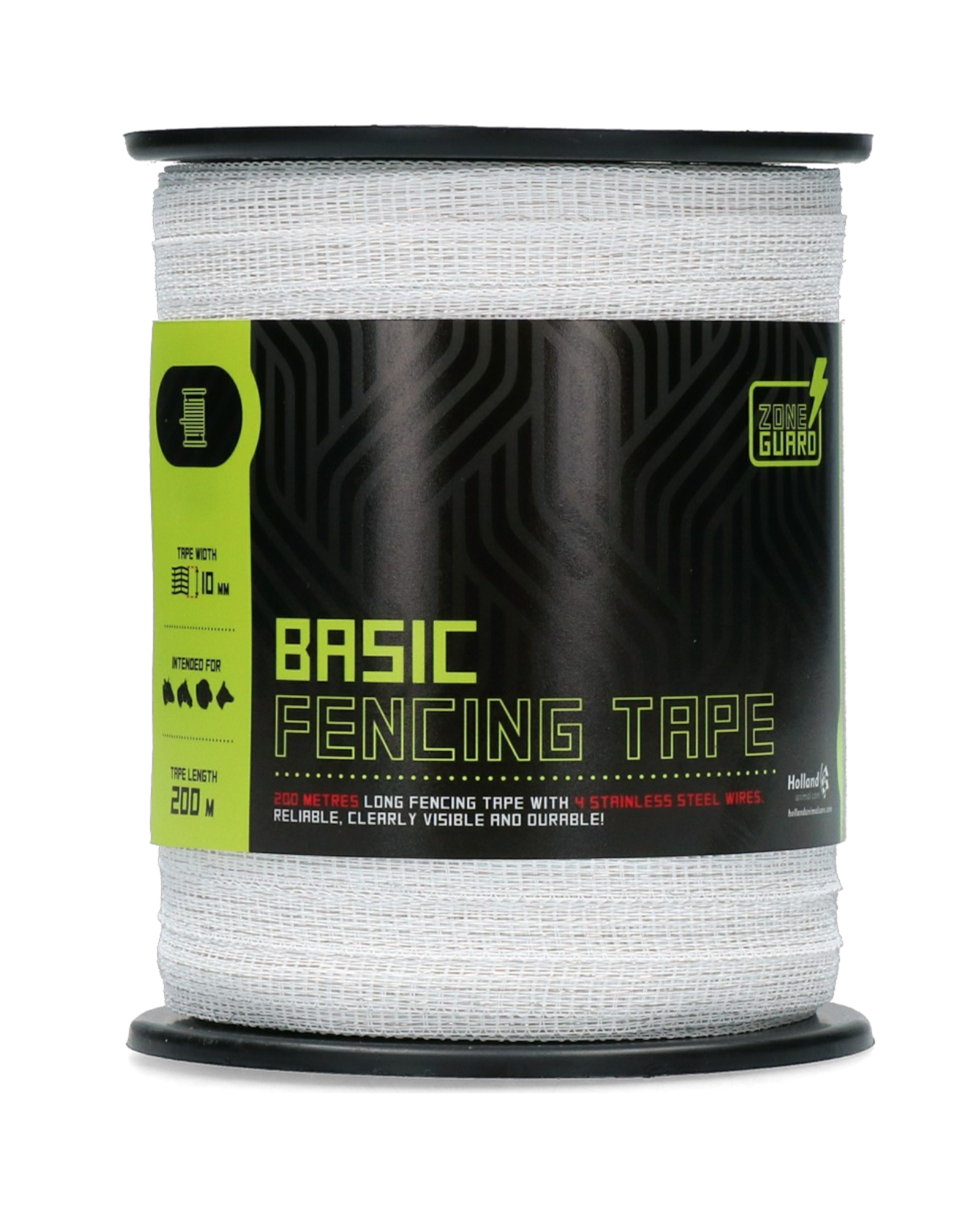 ZoneGuard Basic Fencing Tape 10mm White 200m – Taśma ogrodzeniowa uniwersalna