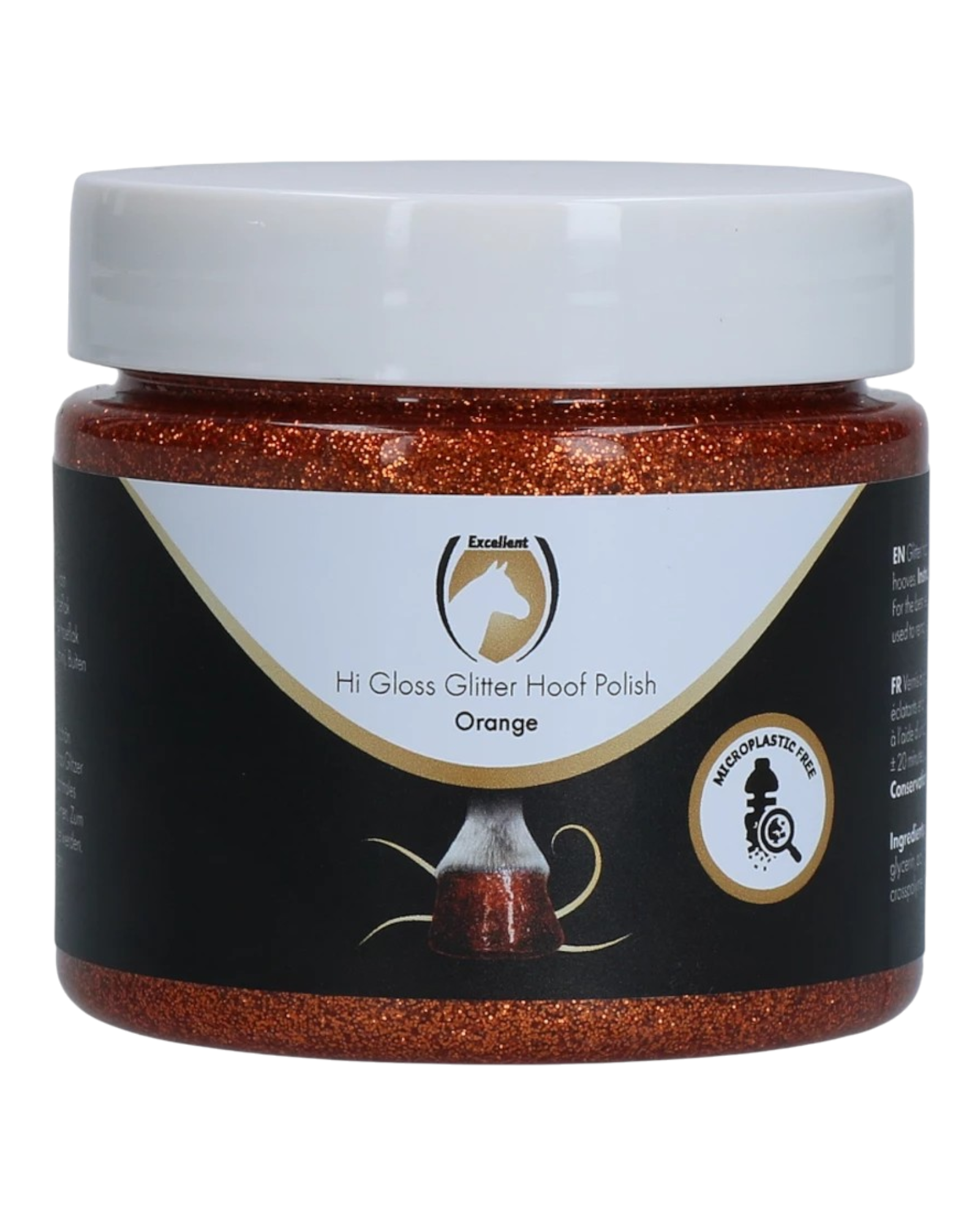 Excellent Horse Hi Gloss Glitter Hoof Polish Orange 150ml – Pomarańczowy lakier z brokatem do kopyt