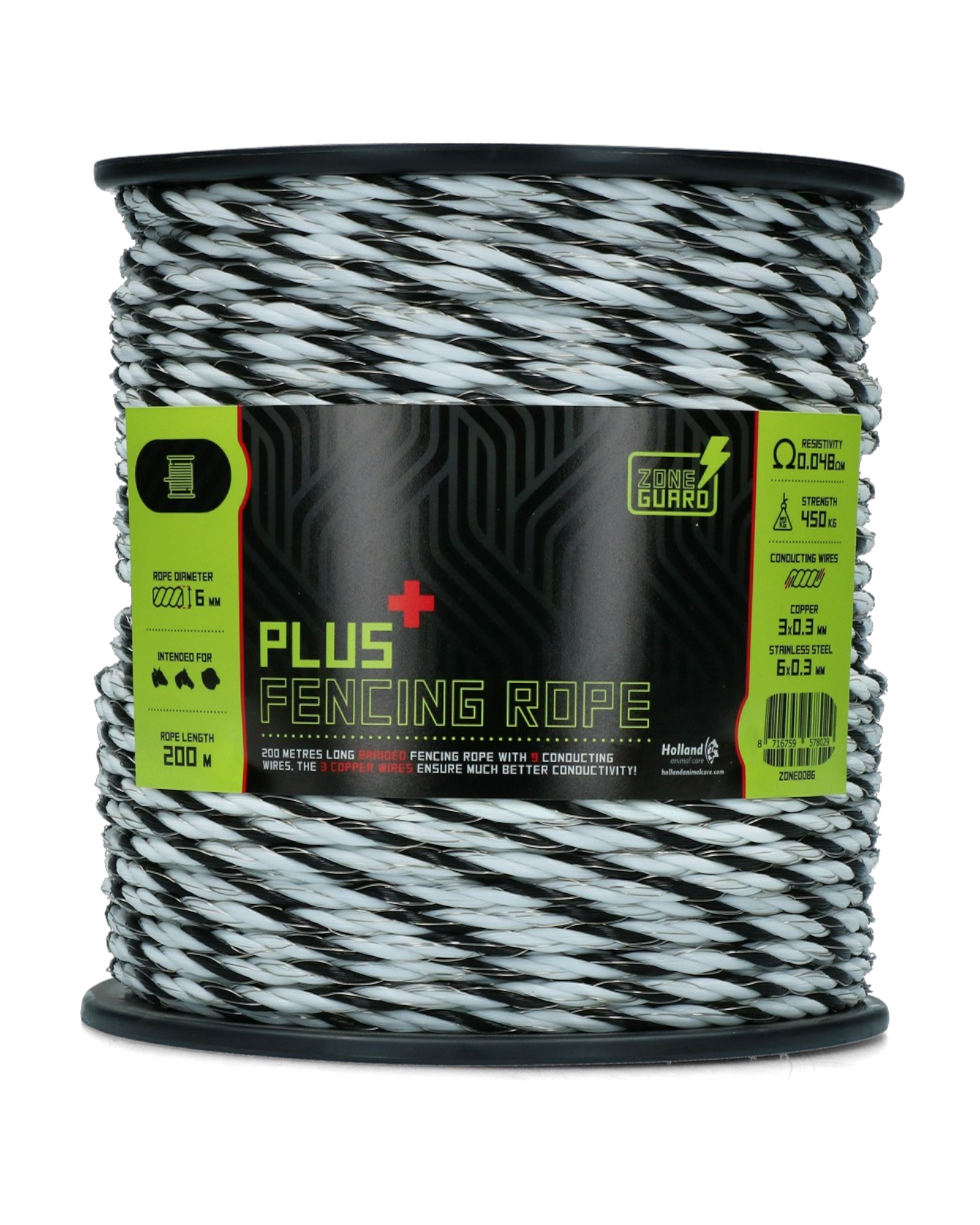 ZoneGuard Plus Fencing Rope 6mm Black & White 200m – Linka ogrodzeniowa TURBO