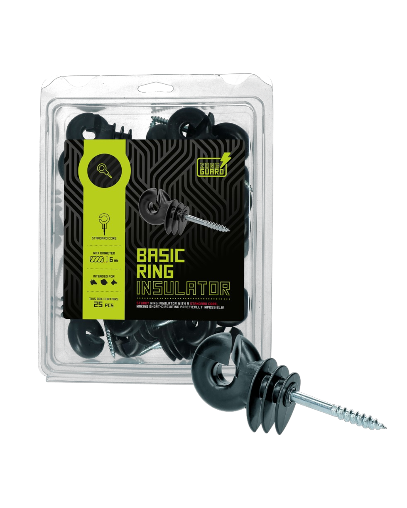 ZoneGuard Ring Insulator Big Black – Izolator pierścieniowy bez metalowego rdzenia (25 szt.)