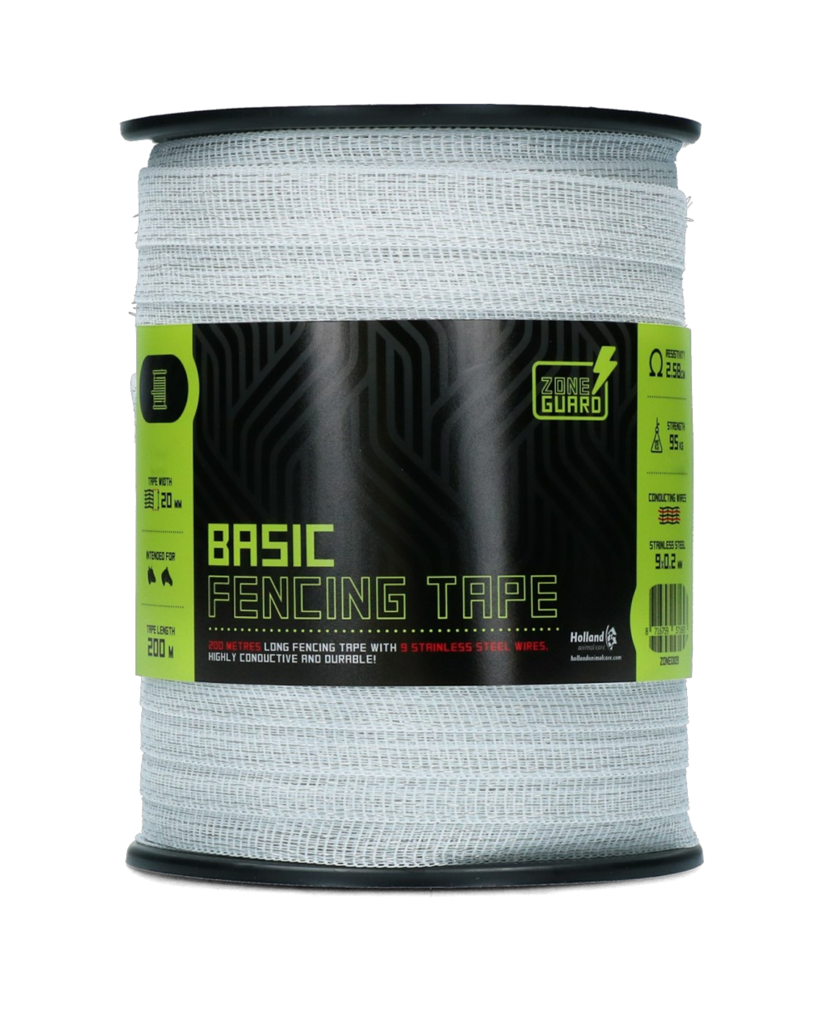 ZoneGuard Basic Fencing Tape 20mm White 200m – Taśma ogrodzeniowa dla koni i bydła