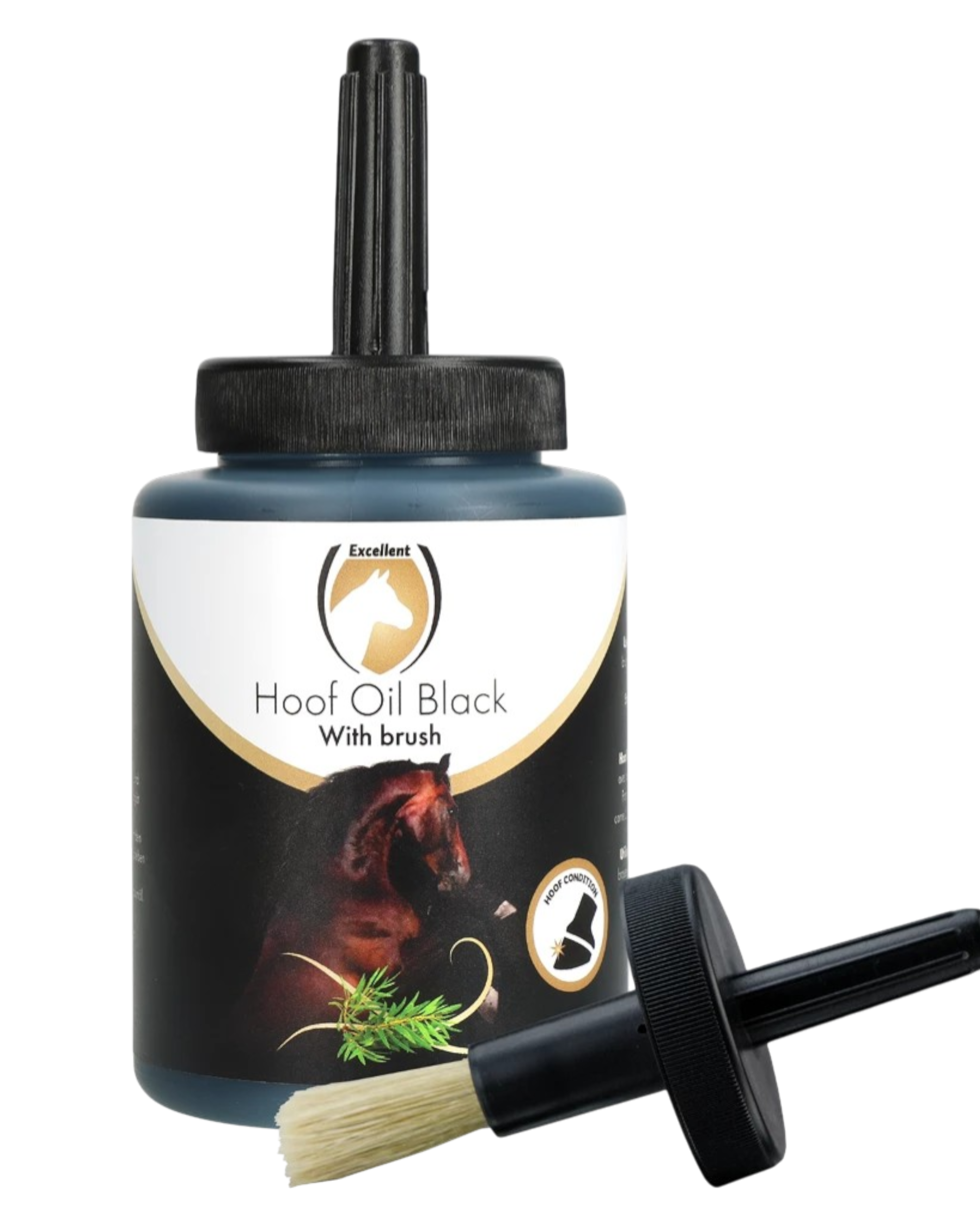 Excellent Horse - Hoof Oil Black - Black hoof oil with brush 500 ml